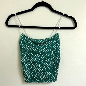 Crop top green flower shirt